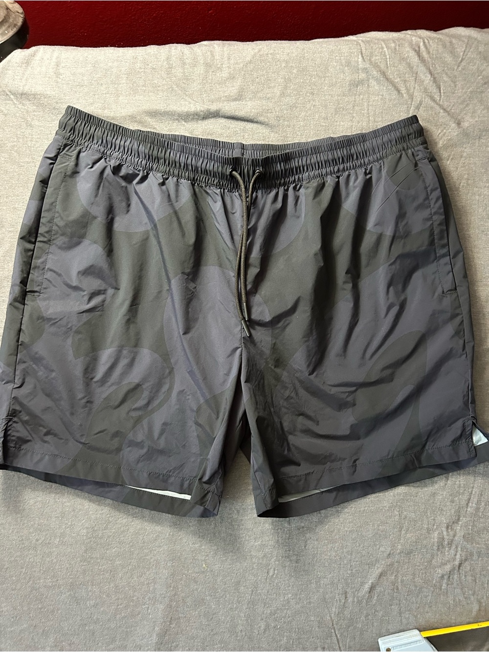 Alpha Tauri Men's Dark Blue Camouflage Athletic Shorts with Elastic Waist